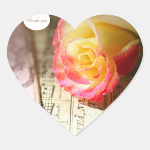 Adesivo Coração Aumentou com laço e obrigado da música você