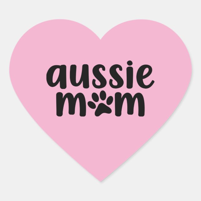 Adesivo Coração Australian Shepherd Aussie Mom Sticker Pink (Frente)