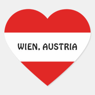 Adesivo Coração ÁUSTRIA: Bandeira da Áustria — Wien