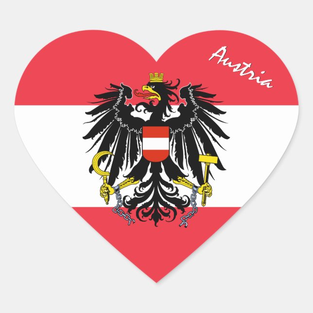 Adesivo Coração Austria Sticker, Heart, Patriotic Austrian Flag (Frente)