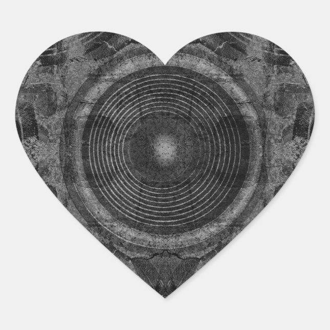 Adesivo Coração Auto-falantes de música branca e preta (Frente)