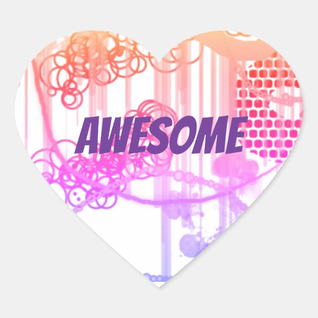 Adesivo Coração Autocolante Com Design Abstrato (Frente)