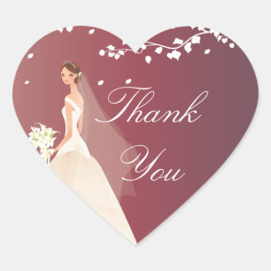 Adesivo Coração Autocolante de Chá de panela de Crimson Bride outo