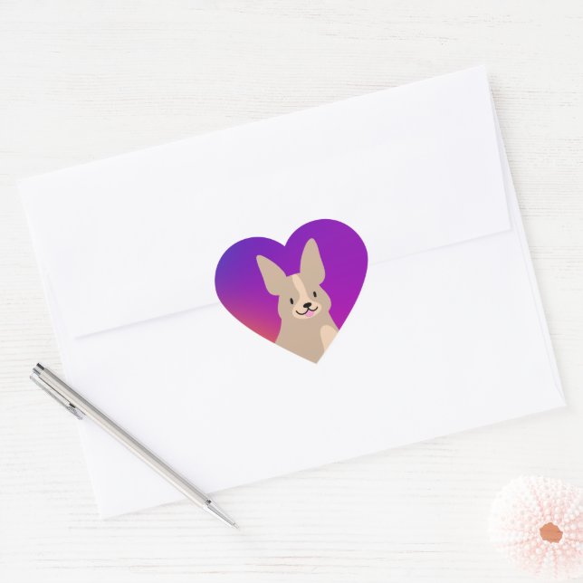 Adesivo Coração Autocolante de Corgi Super Bonito (Envelope)