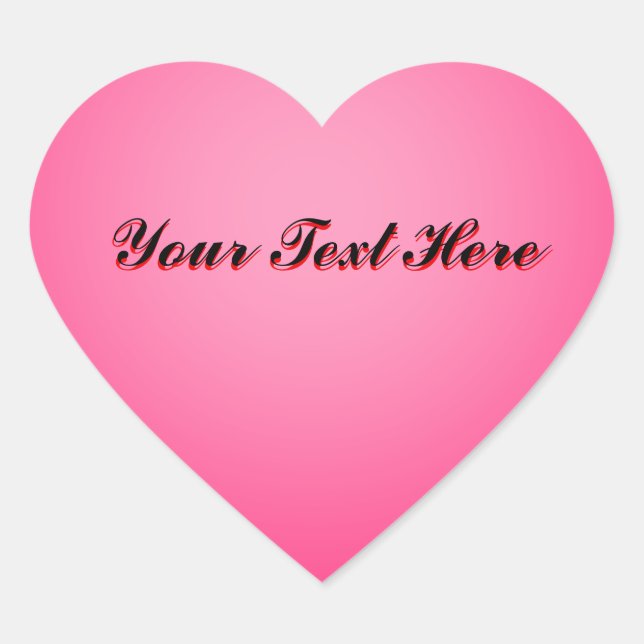 Adesivo Coração Autocolantes cor-de-rosa com texto personalizado (Frente)