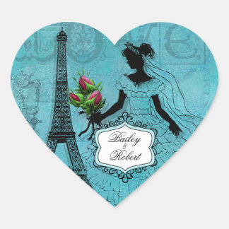 Adesivo Coração Autocolantes de coração de torre Eiffel personaliz