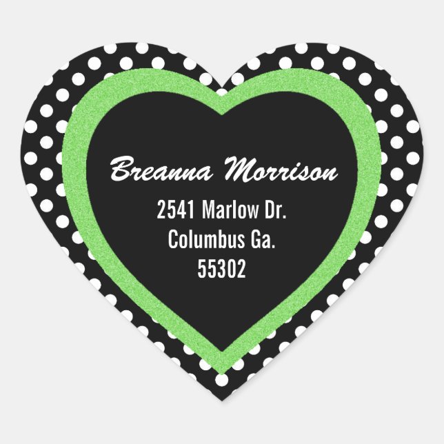 Adesivo Coração Autocolantes de diafragmas de poca-ponto-verde (Frente)