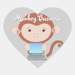 Adesivo Coração Autocolantes de macacos do Assistente do computado