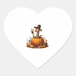 Adesivo Coração Autumn Pumpkin Cai Giraffe Ação de Graças Mulheres