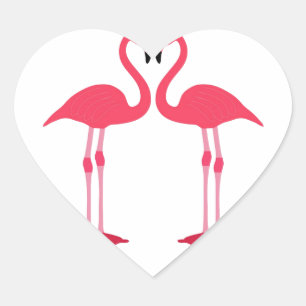 Adesivo Coração Aves de Praia Tropicais Destino Flamingos