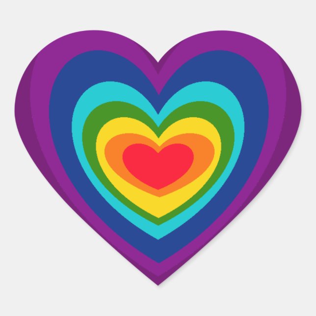 Adesivo Coração AZ- Rainbow Heart Stickers (Frente)