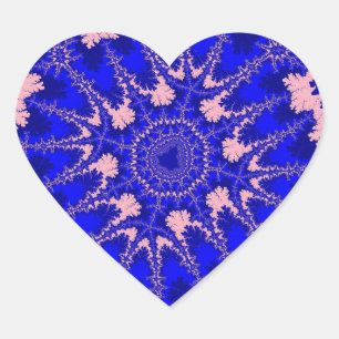 Adesivo Coração Azul e Rosa claro Fractal Aniversário