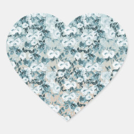 Adesivo Coração Azul Pêssego Branco Floral