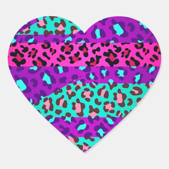 Adesivo Coração Azul roxo cor-de-rosa de néon do impressão | Zazzle.com.br