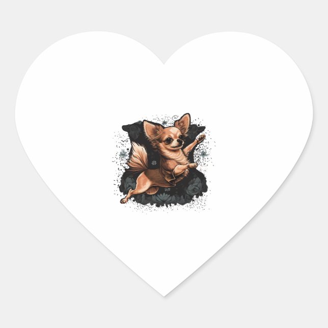 Adesivo Coração Balé Chihuahua Ballerina dança (Frente)
