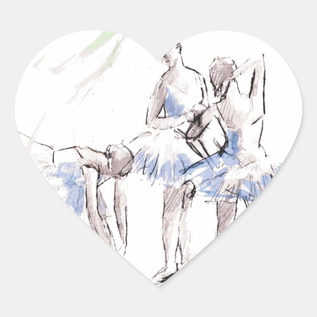 Adesivo Coração Ballerina Balé de Aquarela (Frente)