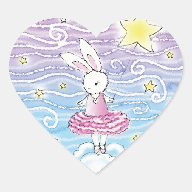Adesivo Coração Ballerina Bunny Stickers (Frente)