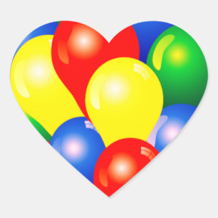 Adesivo Coração Balões coloridos festa de aniversário