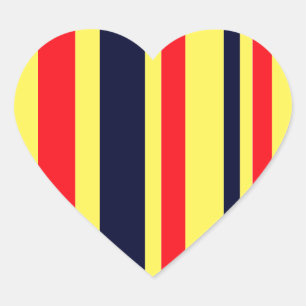 Adesivo Coração Bandas Brancas, Azuis E Vermelhas