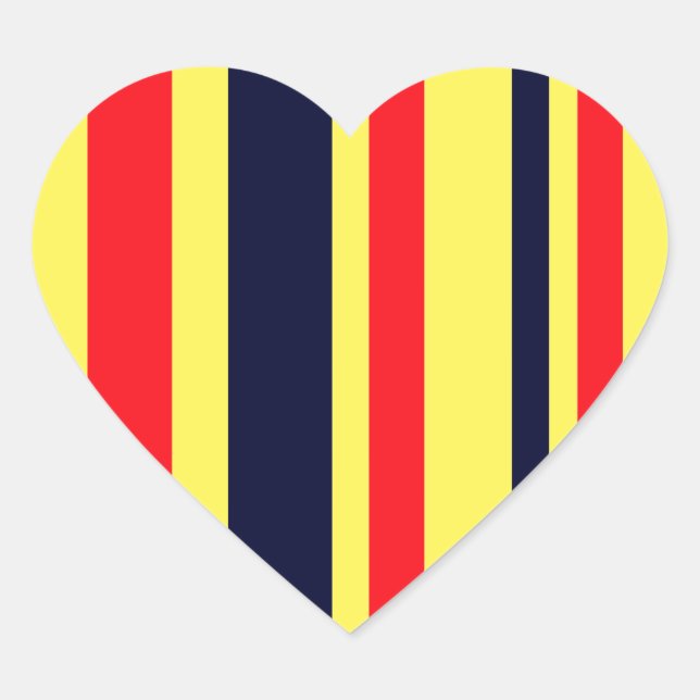 Adesivo Coração Bandas Brancas, Azuis E Vermelhas (Frente)