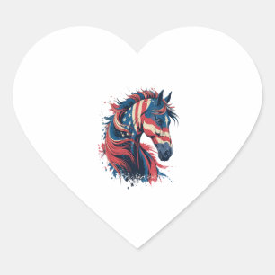 Adesivo Coração Bandeira Americana do Cavalo