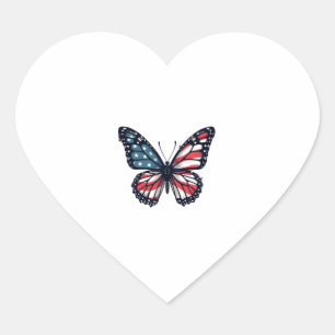 Adesivo Coração Bandeira Americana Dragonfly Patriótica 4º de julh