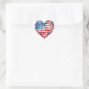 Adesivo Coração Bandeira Americana Estrelas Listras Coração Patrió