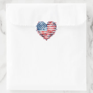 Adesivo Coração Bandeira Americana Estrelas Listras Coração Patrió