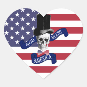 Adesivo Coração Bandeira Americana Patriótica