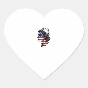 Adesivo Coração Bandeira Americana Vintage Perfil de Enfermeira De