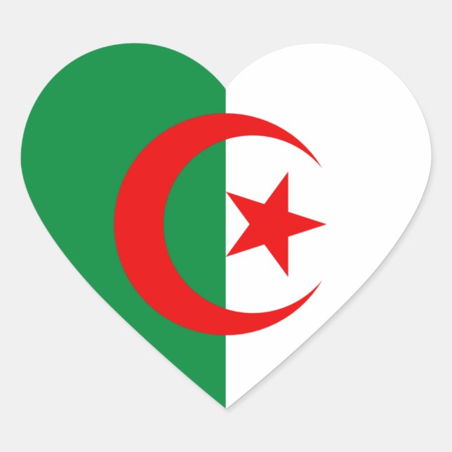 Adesivo Coração Bandeira argelina (Frente)