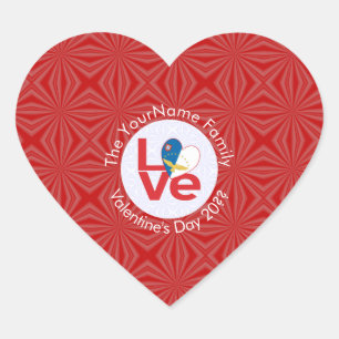 Adesivo Coração Bandeira Azores Vermelho AMOR Personalizada 