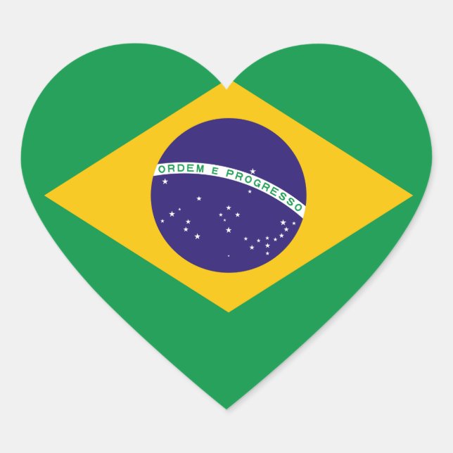 Adesivo Coração bandeira brasileira (Frente)