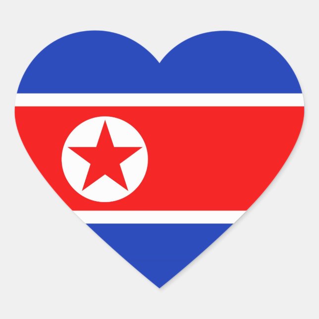 Adesivo Coração Bandeira da Coreia do Norte (Frente)