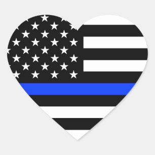 Adesivo Coração Bandeira da Polícia Thin Blue Line