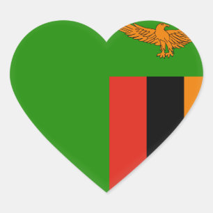 Adesivo Coração Bandeira da Zâmbia