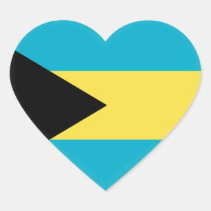 Adesivo Coração Bandeira de Bahamas