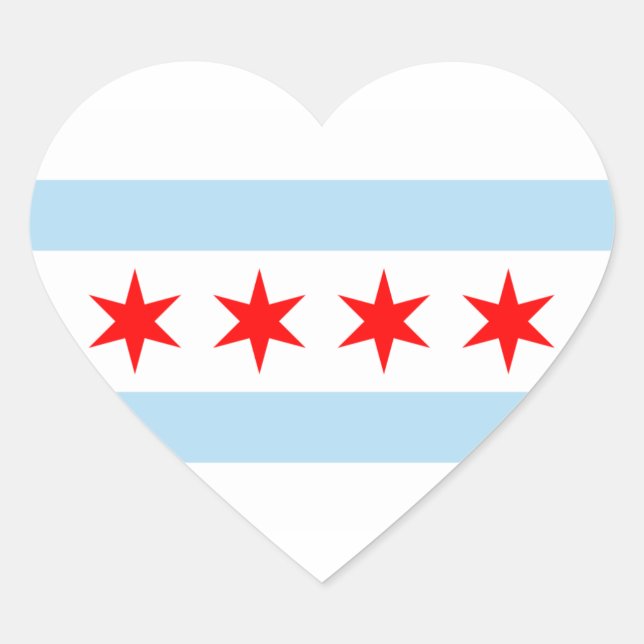Adesivo Coração Bandeira de Chicago (Frente)