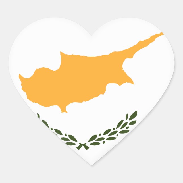 Adesivo Coração Bandeira de Chipre (Frente)