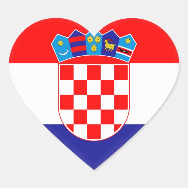 Adesivo Coração Bandeira de Croatia (croata) (Frente)