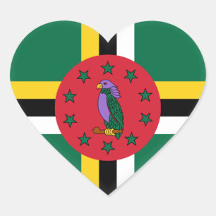 Adesivo Coração Bandeira de Dominica