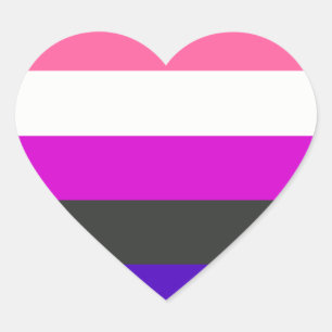 Adesivo Coração Bandeira de Genderfluid