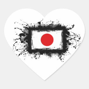Adesivo Coração Bandeira de Japão