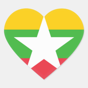 Adesivo Coração Bandeira de Mianmar