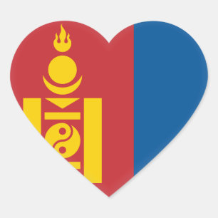 Adesivo Coração Bandeira de Mongolia (Mongolian)