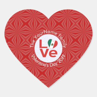 Adesivo Coração Bandeira do Amor Vermelho Mexicano Personalizada 