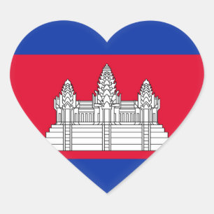 Adesivo Coração Bandeira do Camboja