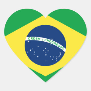Adesivo Coração bandeira do coração de Brasil