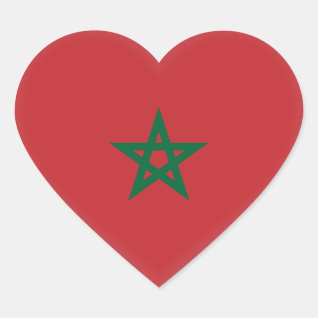 Adesivo Coração Bandeira do Marrocos (Frente)