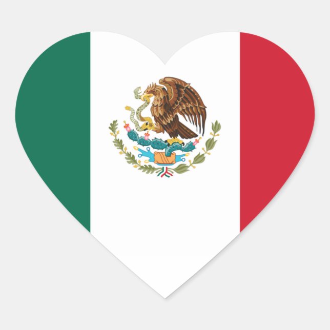 Adesivo Coração Bandeira do México (Frente)